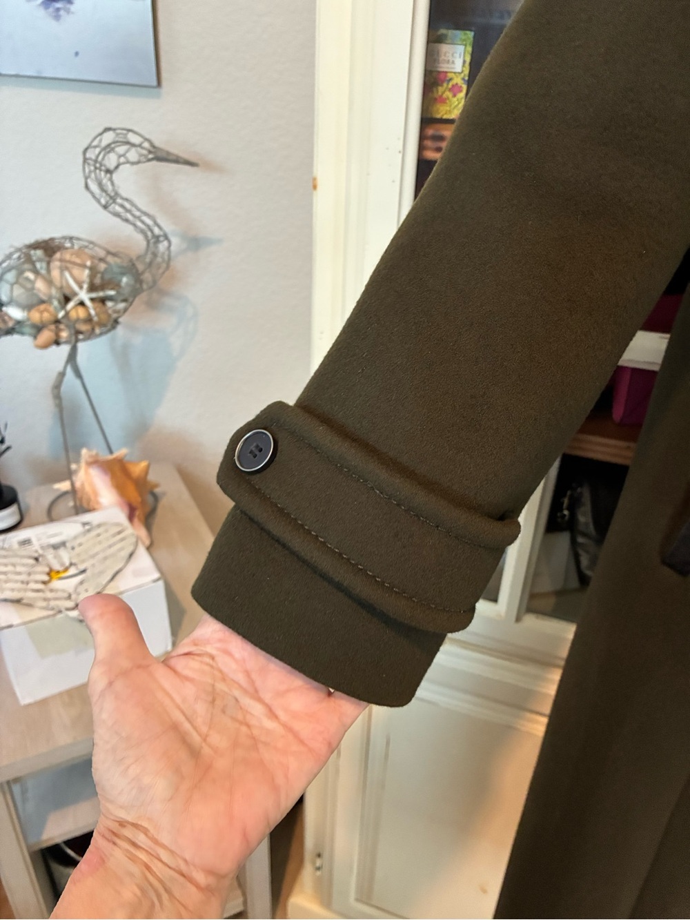 Mackage Army Green Double-Breasted Wool Pea Coat - Picture 7 of 16